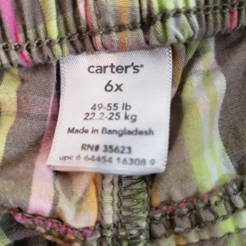 Carter's Pocketed Green and Pink Plaid Shorts 6X